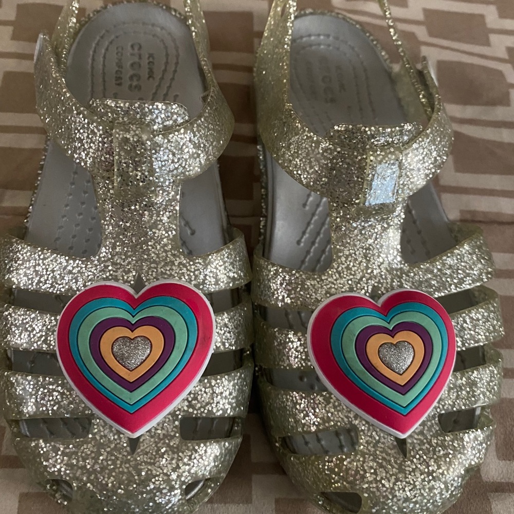 Crocs Silver girls sandals size 12C